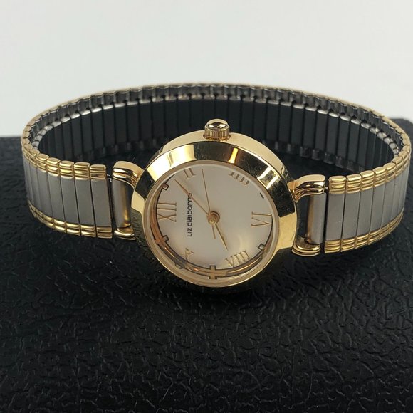 NEW - Liz Clairborne Two Tone Stretchy Flex Band Watch Minimalist Quiet Luxury - Picture 4 of 11